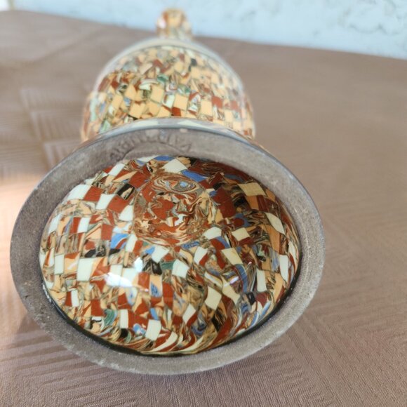 Jean Gerbino Vallauris Vase 12.5" French Mosaic Clay Inlay Pottery Vintage - Picture 14 of 16